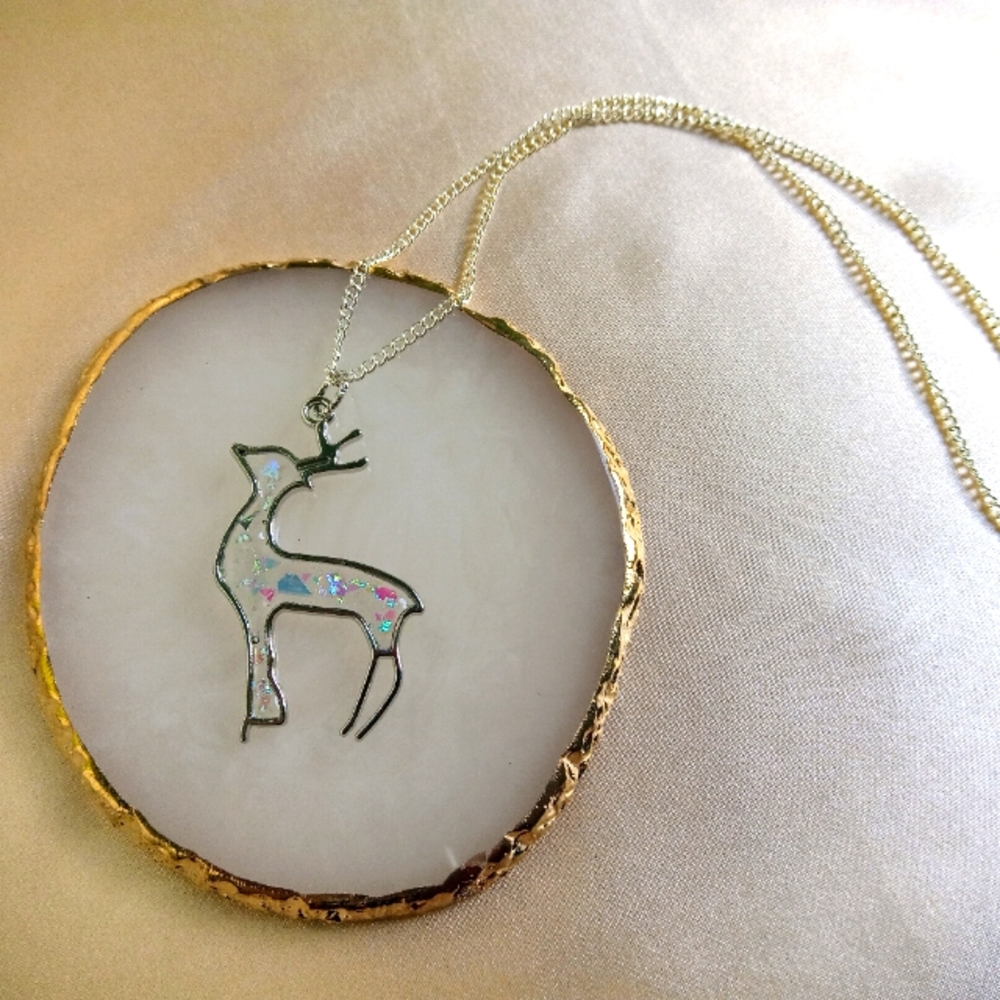 Handmade Christmas resin reindeer pendant